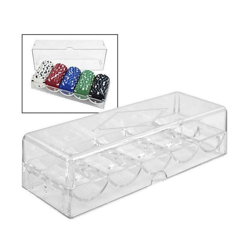 Clear Acrylic Poker Chip Rack and Cover (5 Row / 100 Chip) - Casino Supply