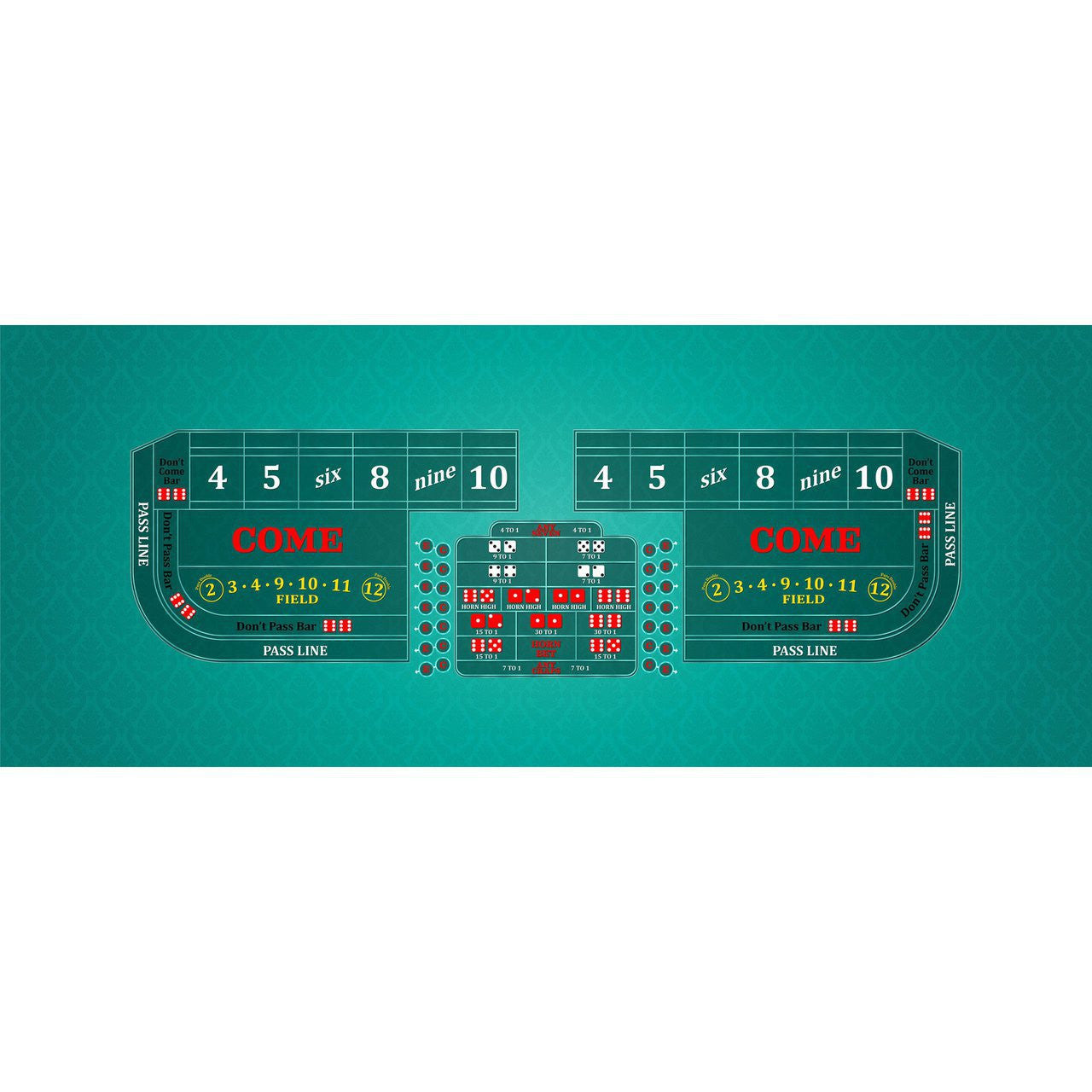 Classic Craps Layout - TEAL - Casino Supply - 1