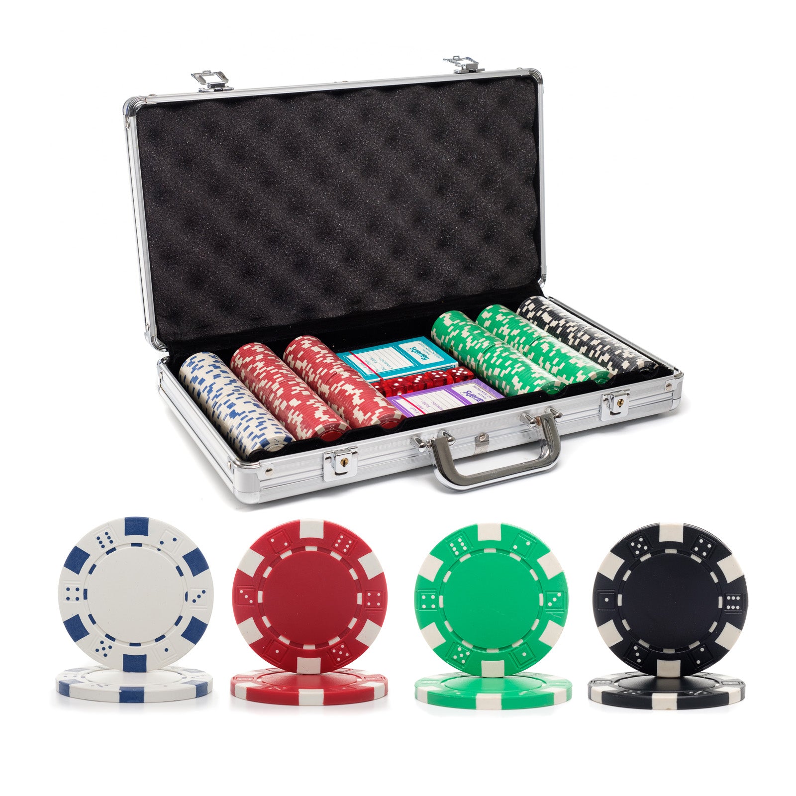 300 pc. 11.5g Dice Rim Poker Chip Set with Aluminum Case