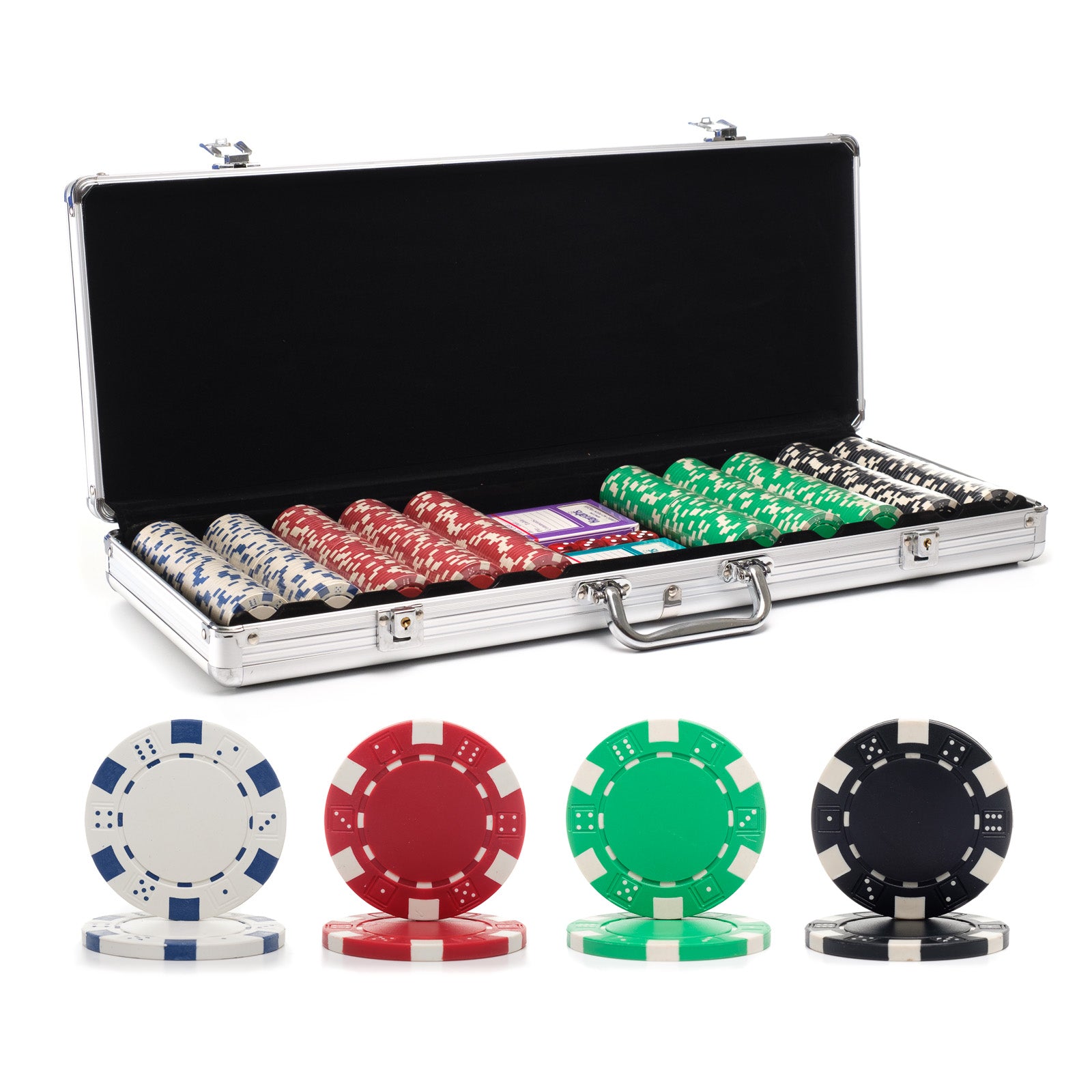 500 pc. 11.5g Dice Rim Poker Chip Set with Aluminum Case
