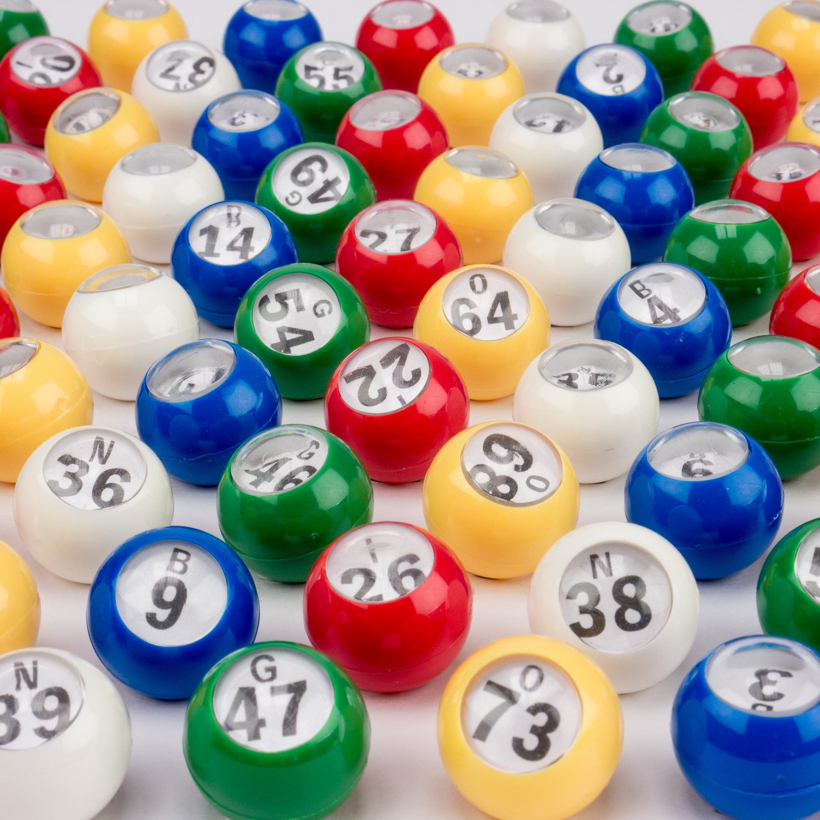 Plastic Colored Windowed Bingo Balls (Set of 75) 7/8 inch - Casino Supply - 1