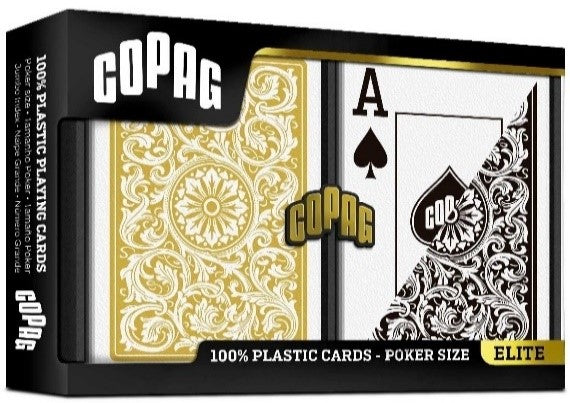 Copag 1546 Black &amp; Gold Wide -Jumbo Index Playing Cards