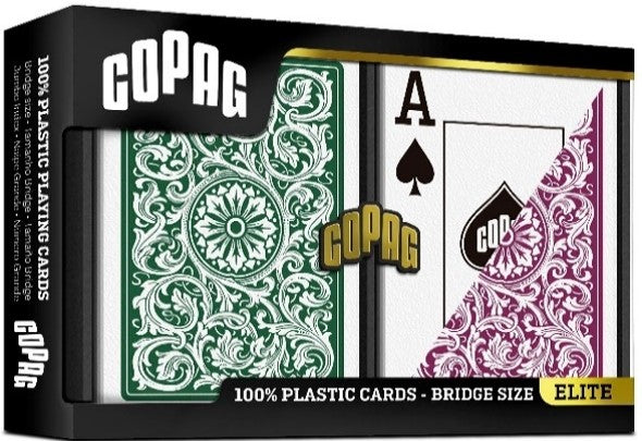 Copag 1546 Green &amp; Burgundy  Narrow - Jumbo Index Playing Cards