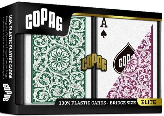 Copag 1546 Green &amp; Burgundy  Narrow - Regular Index Playing Cards