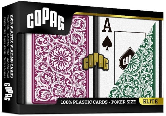Copag 1546 Green &amp; Burgundy  Wide - Jumbo Index Playing Cards