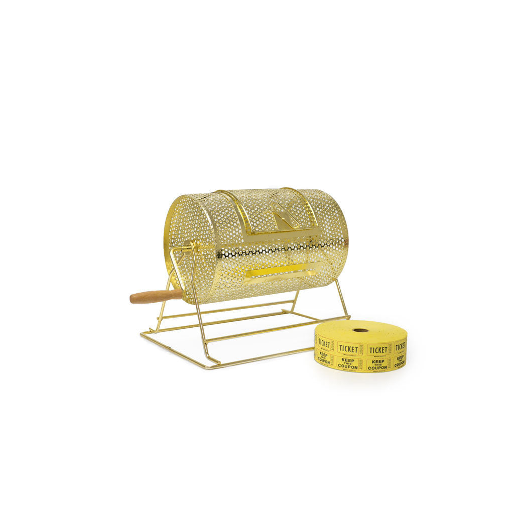 Raffle Drum - Deluxe Brass &quot;Small&quot; - Casino Supply - 1