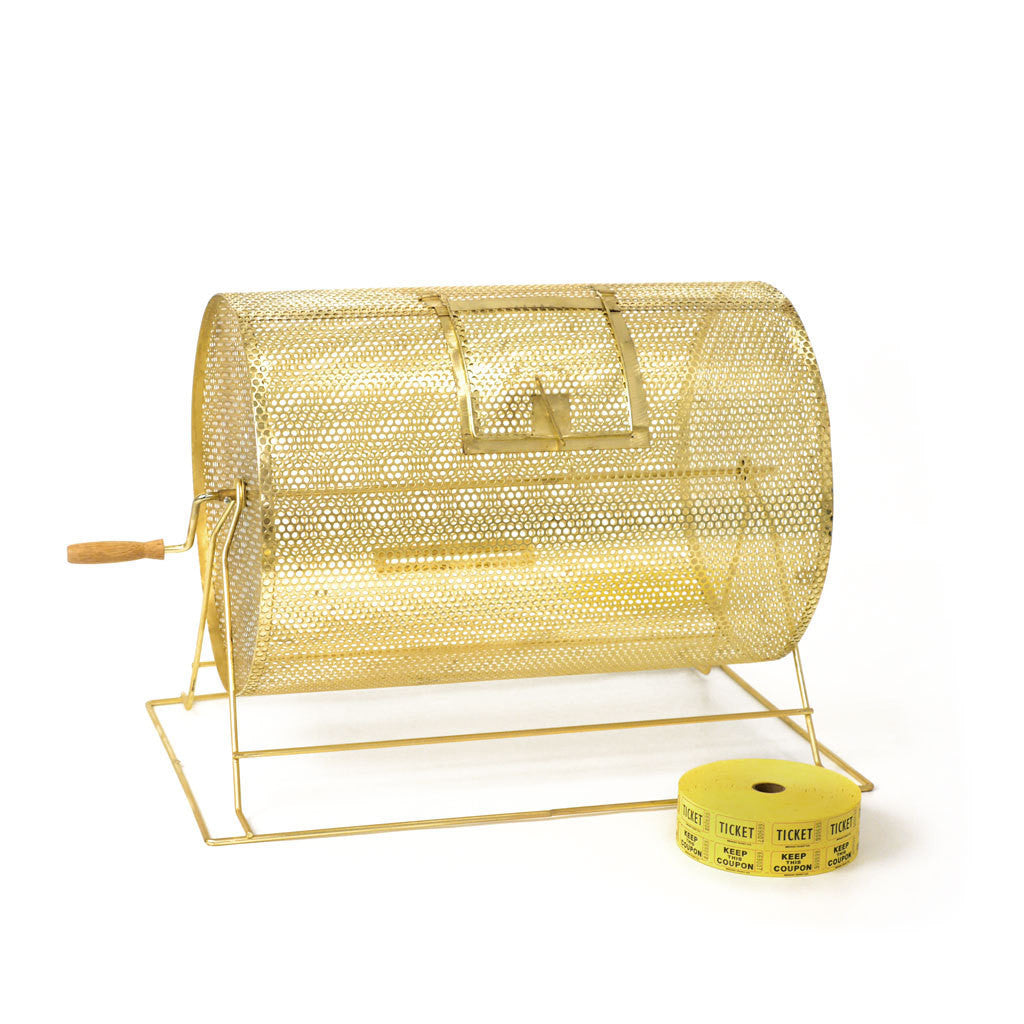 Raffle Drum - Deluxe Brass &quot;Large&quot; - Casino Supply - 1