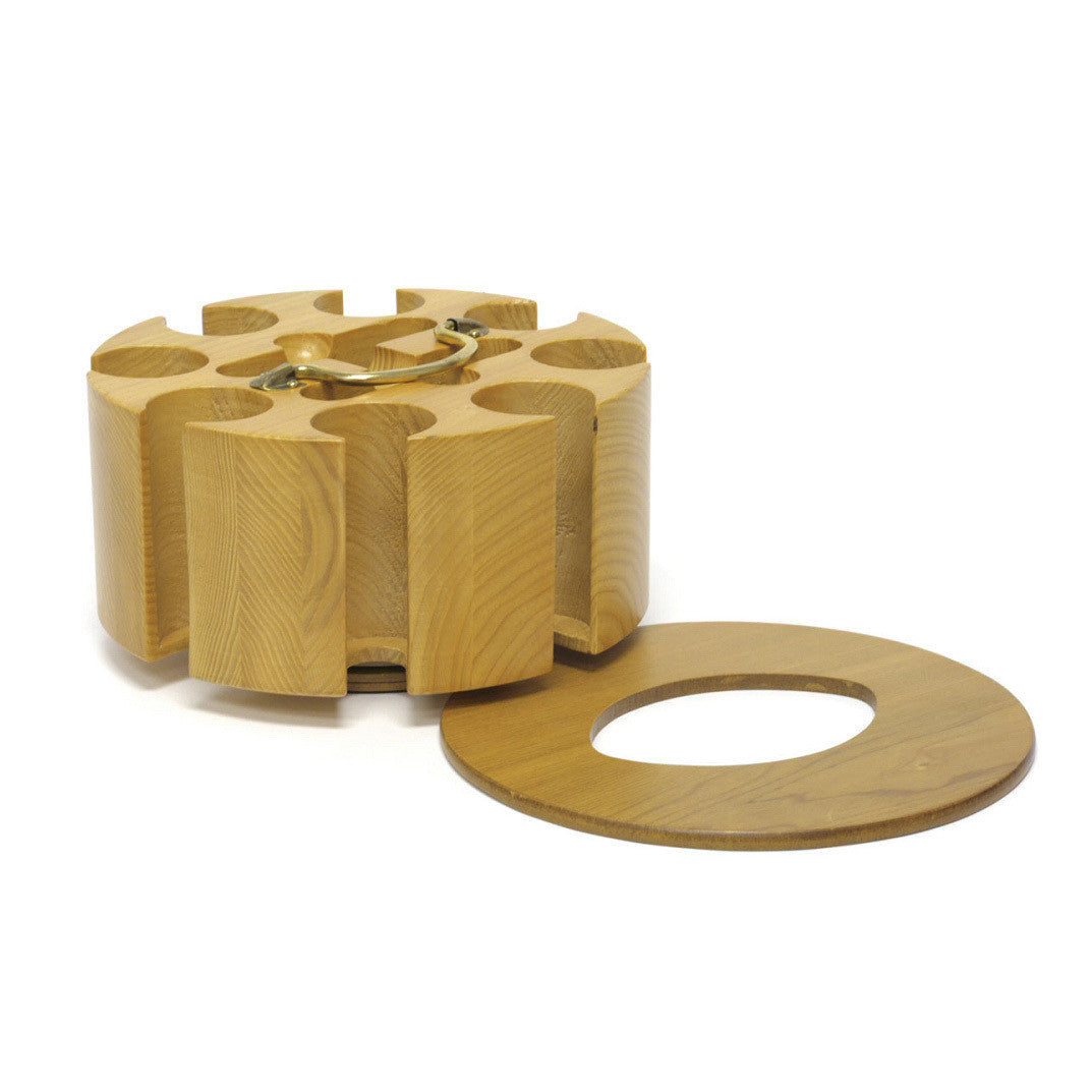 Oak 200 Poker Chip Wood Carousel with Lid - Casino Supply