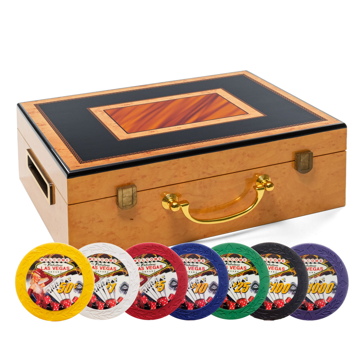 Hi-Gloss Design Poker Chip Case (Light Wood)