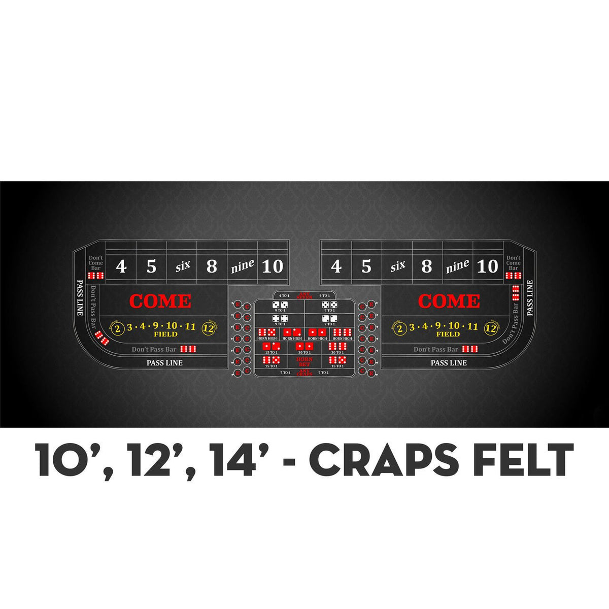 Classic Craps Layout - BLACK - Casino Supply - 4