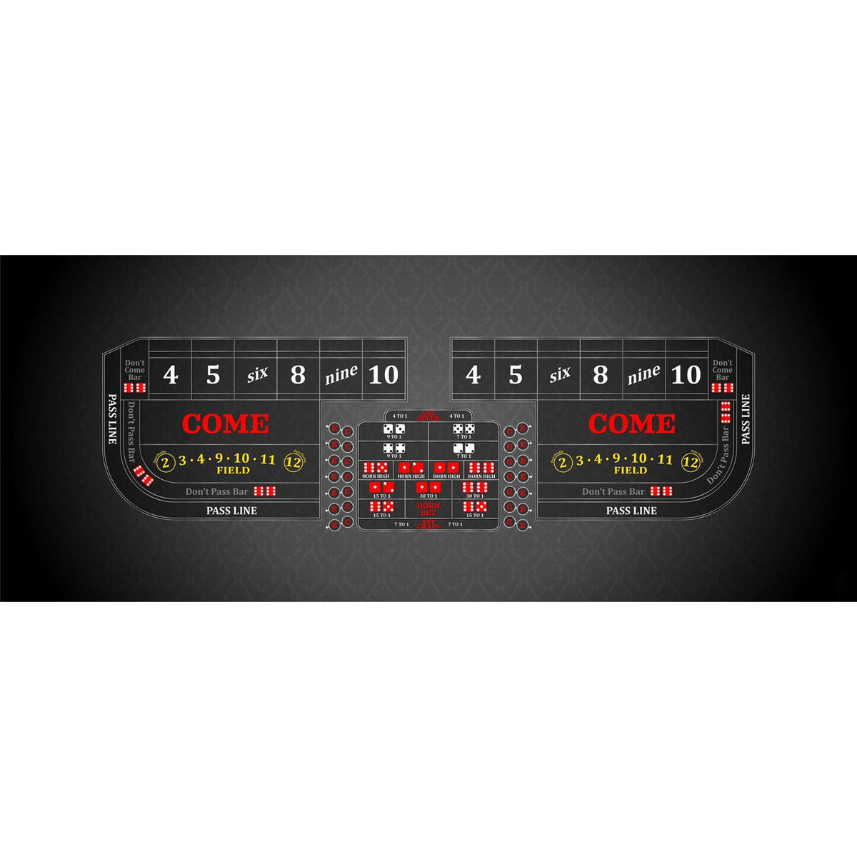 Classic Craps Layout - BLACK - Casino Supply - 1