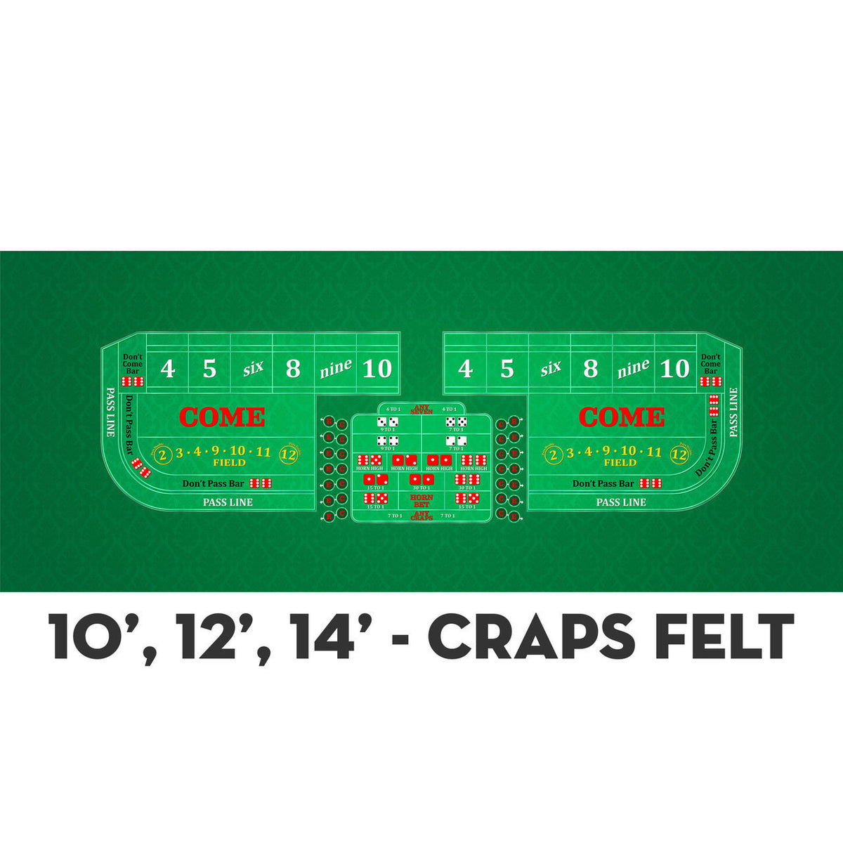 Classic Craps Layout - GREEN - Casino Supply - 4