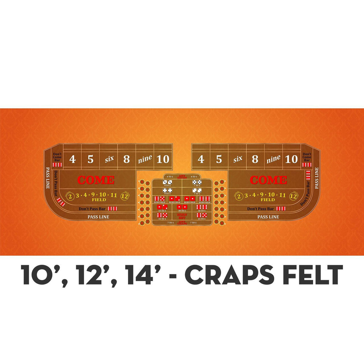 Classic Craps Layout - ORANGE - Casino Supply - 4