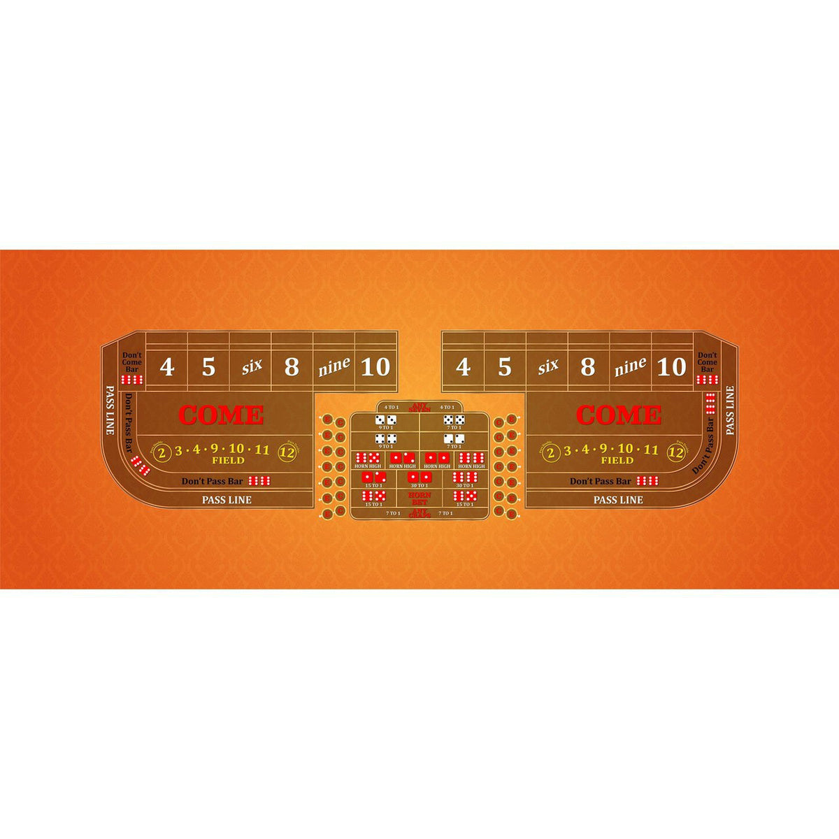 Classic Craps Layout - ORANGE - Casino Supply - 1