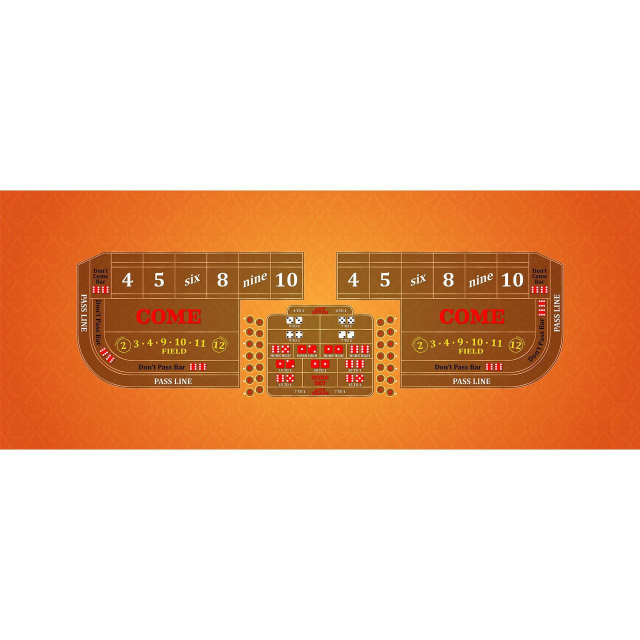 Classic Craps Layout - ORANGE - Casino Supply - 1