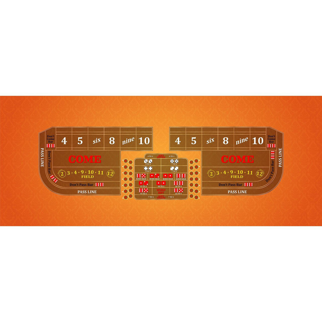 Classic Craps Layout - ORANGE - Casino Supply - 1