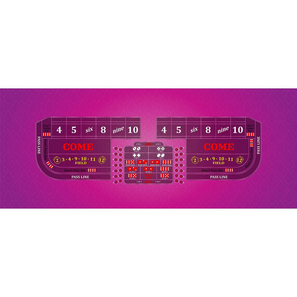 Classic Craps Layout - PINK - Casino Supply - 1