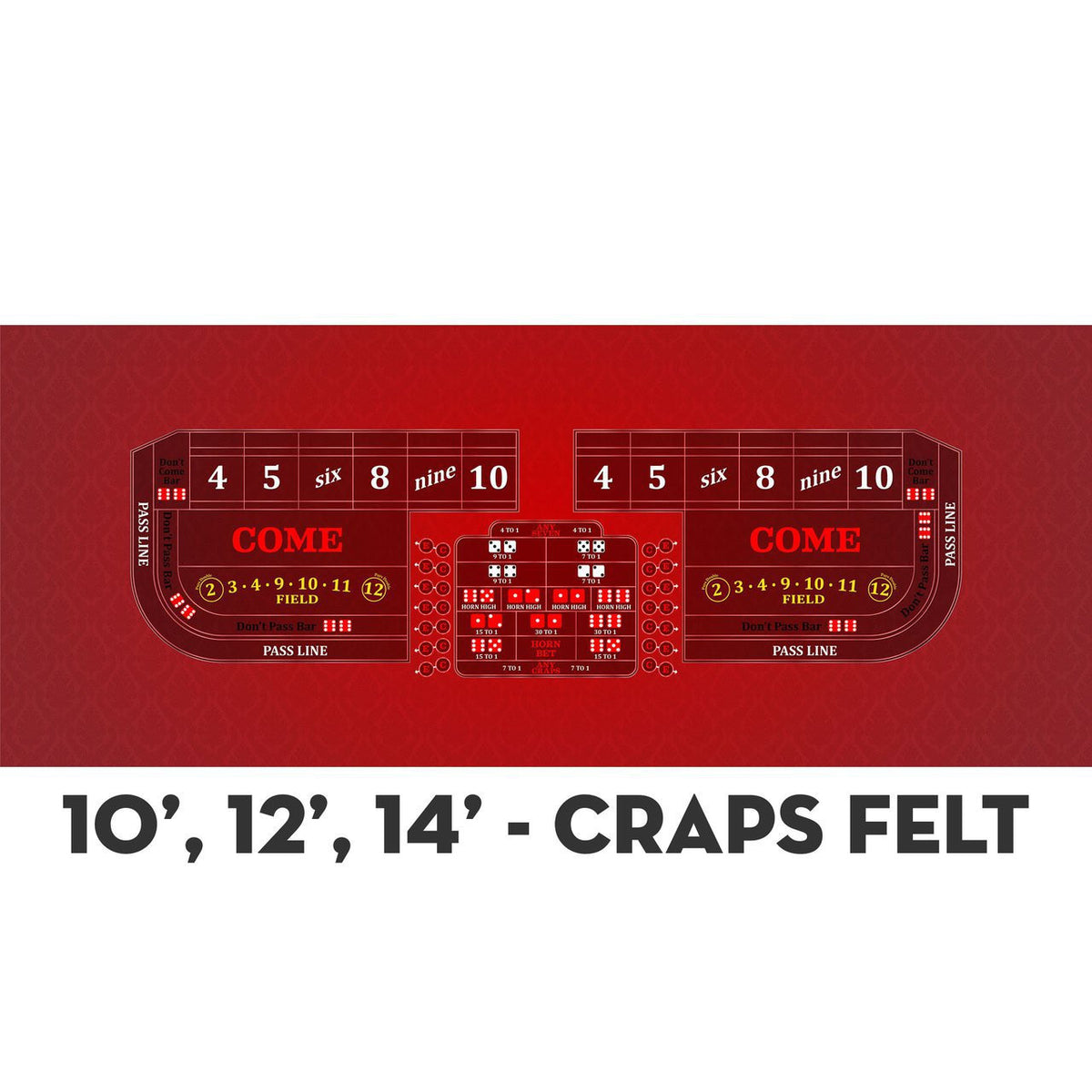 Classic Craps Layout - RED - Casino Supply - 4