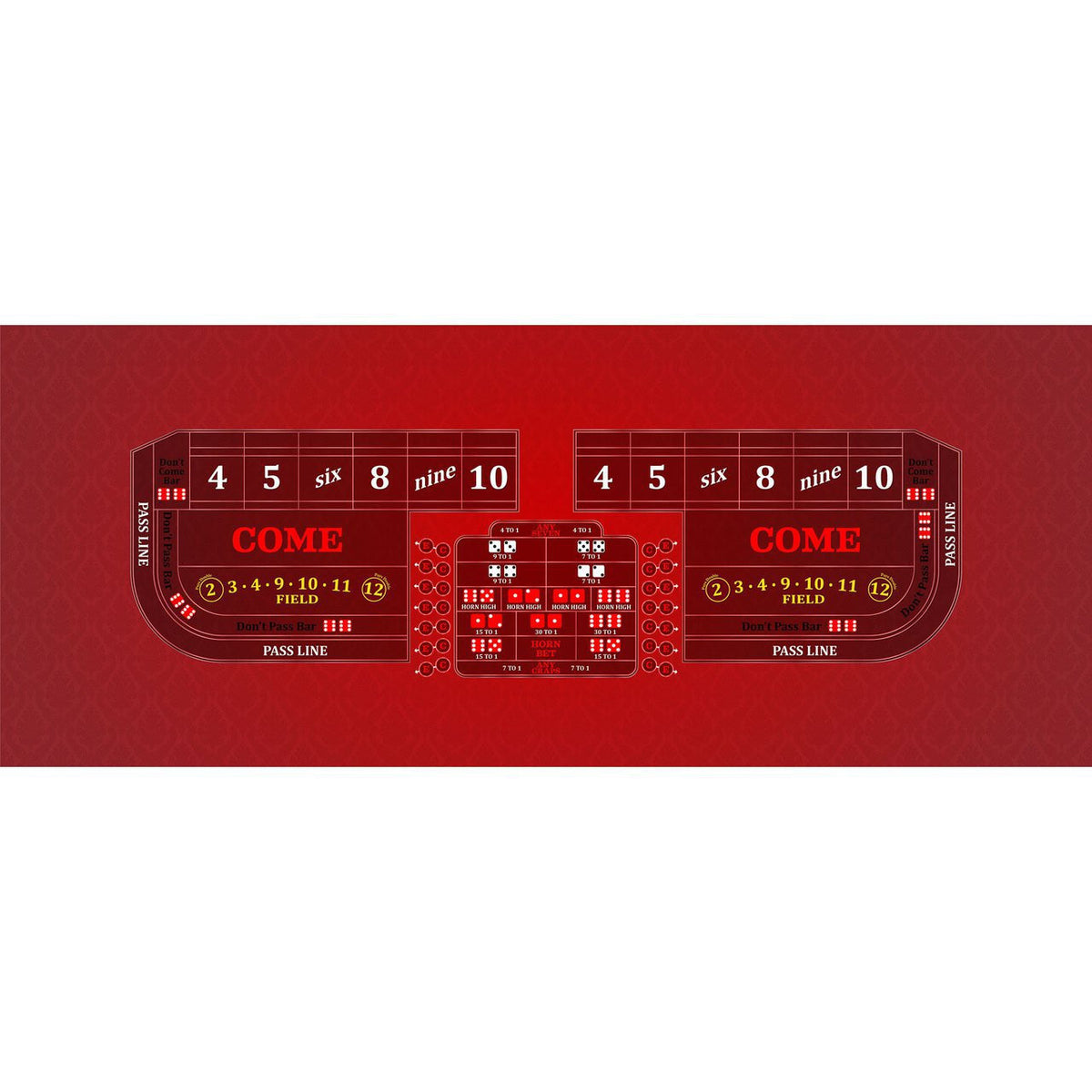 Classic Craps Layout - RED - Casino Supply - 1