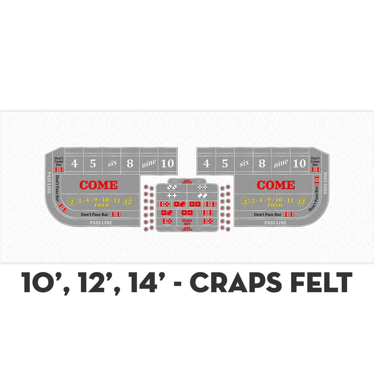 Classic Craps Layout - WHITE