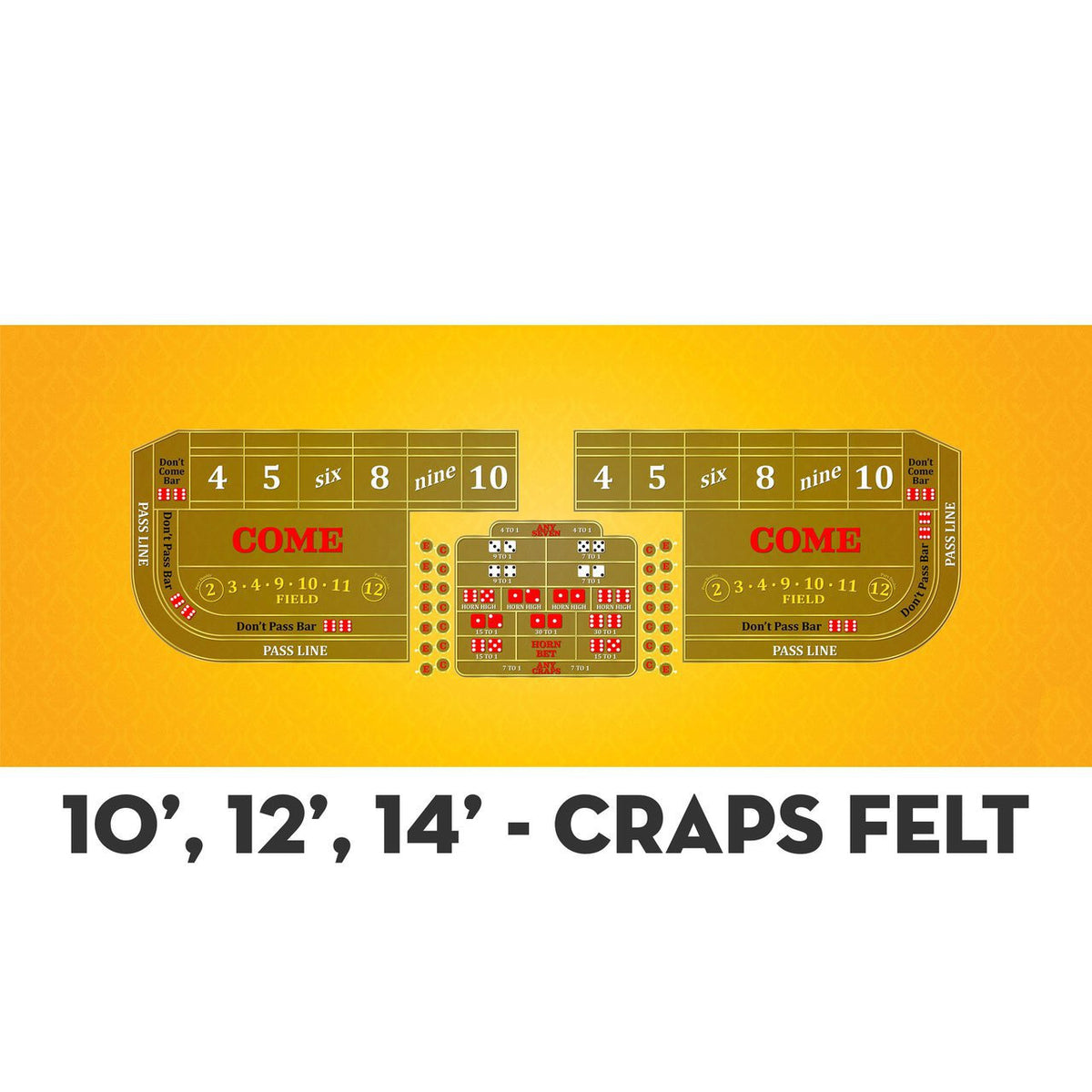 Classic Craps Layout - YELLOW - Casino Supply - 4