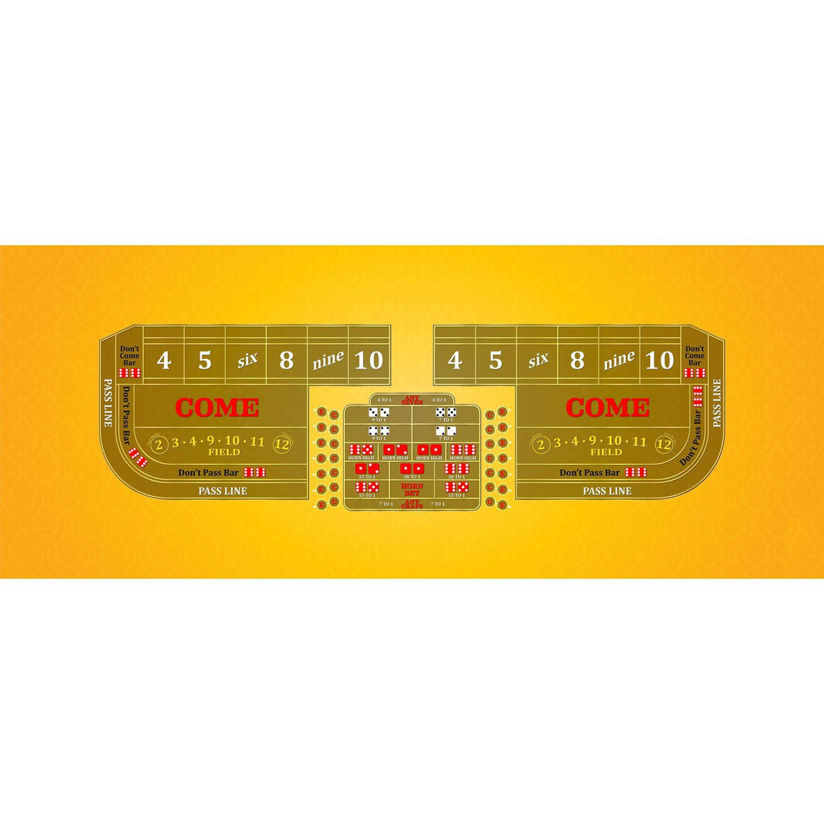Classic Craps Layout - YELLOW - Casino Supply - 1