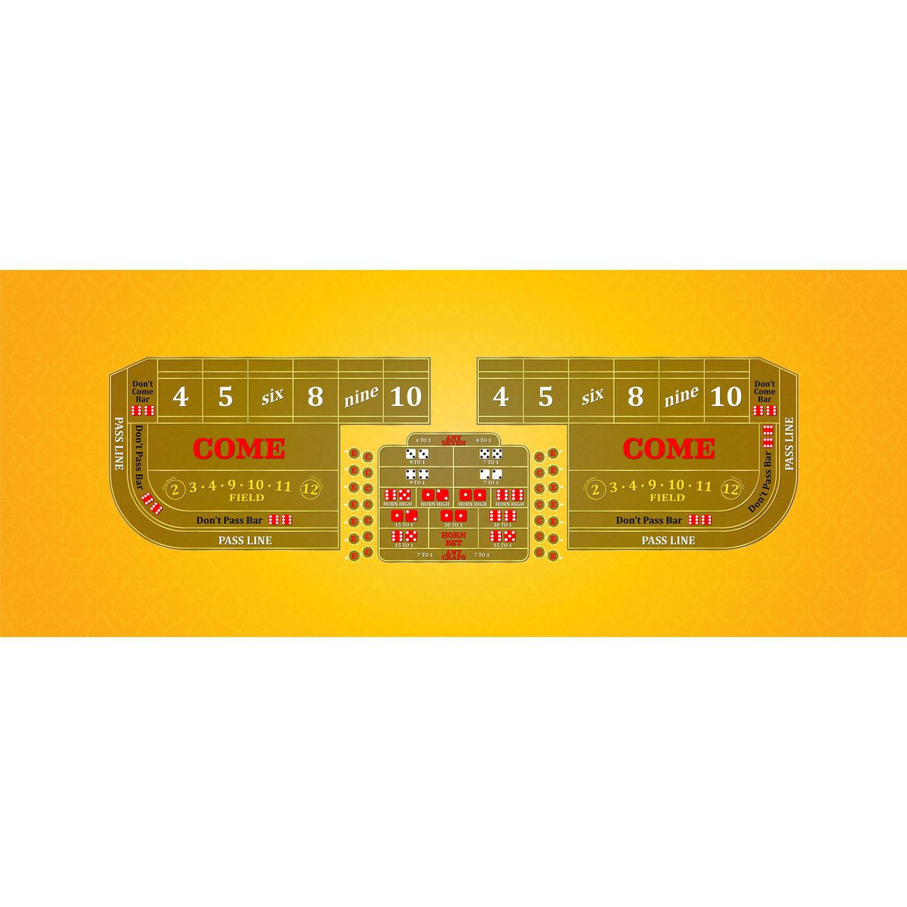 Classic Craps Layout - YELLOW - Casino Supply - 1