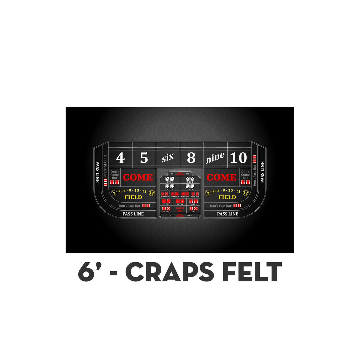 Classic Craps Layout - BLACK - Casino Supply - 2