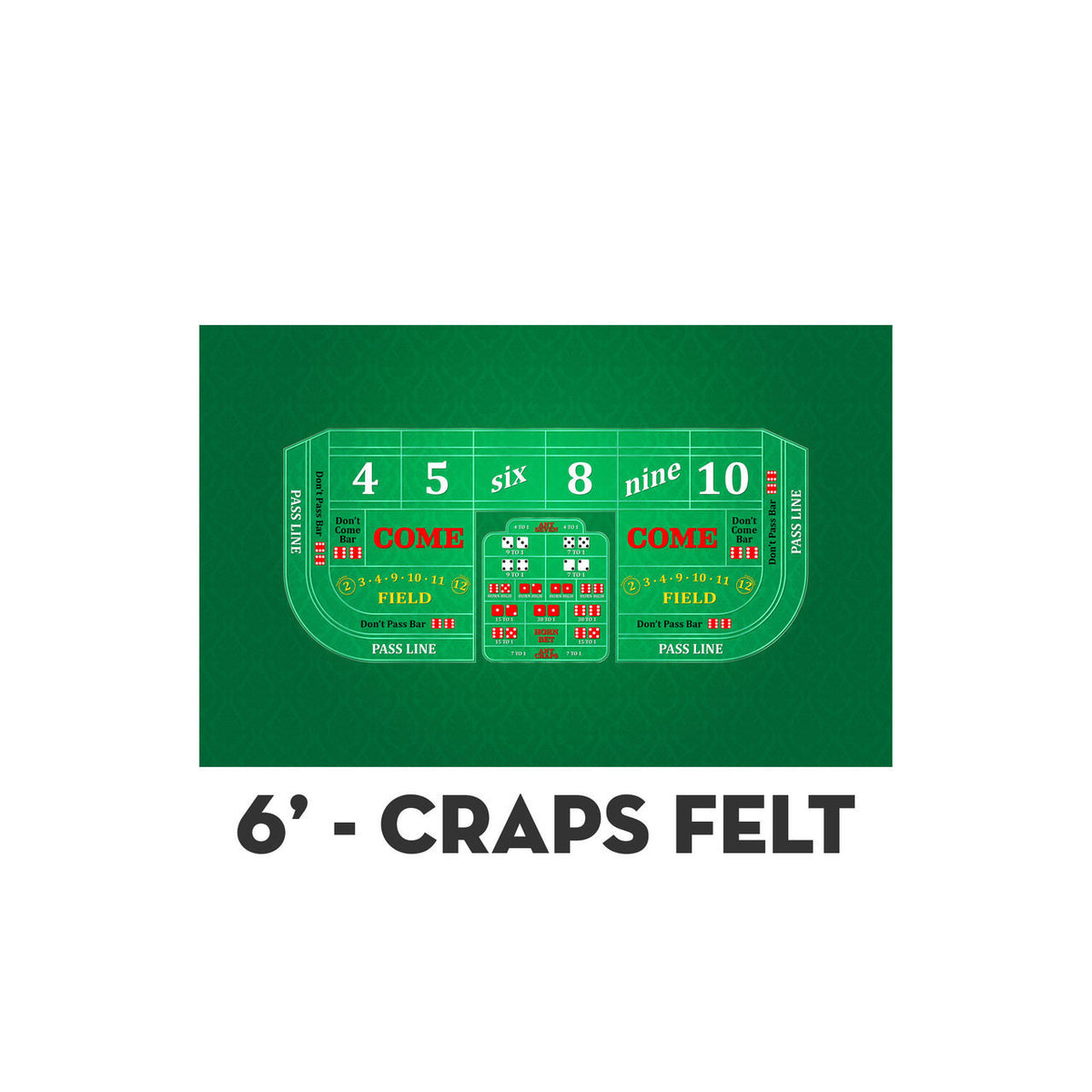 Classic Craps Layout - GREEN - Casino Supply - 2