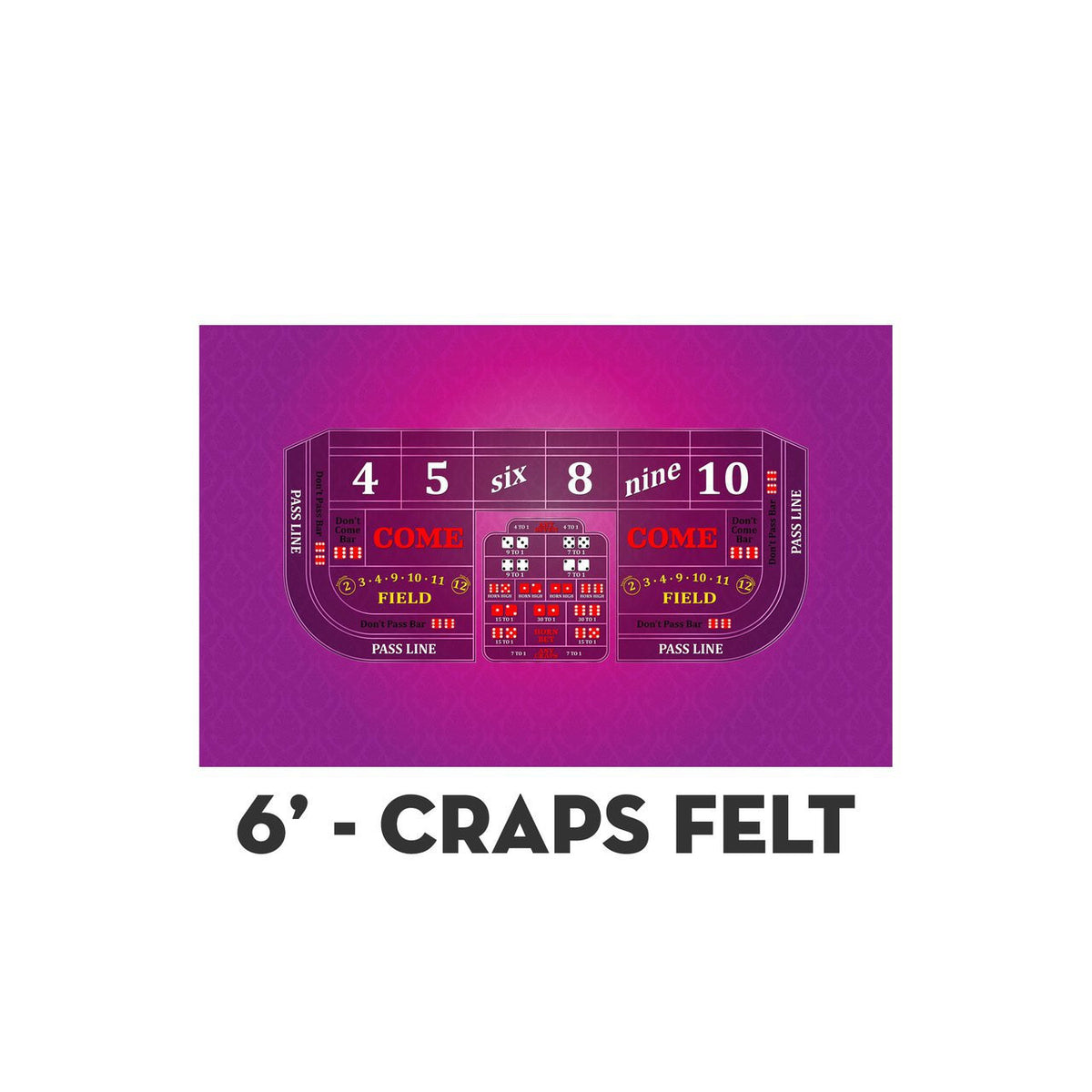 Classic Craps Layout - PINK - Casino Supply - 2