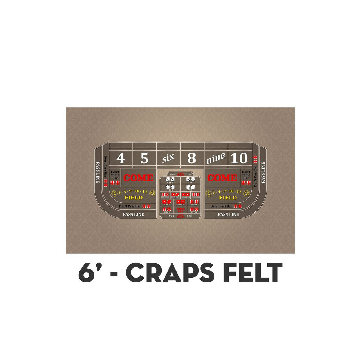 Classic Craps Layout - TAN - Casino Supply - 2