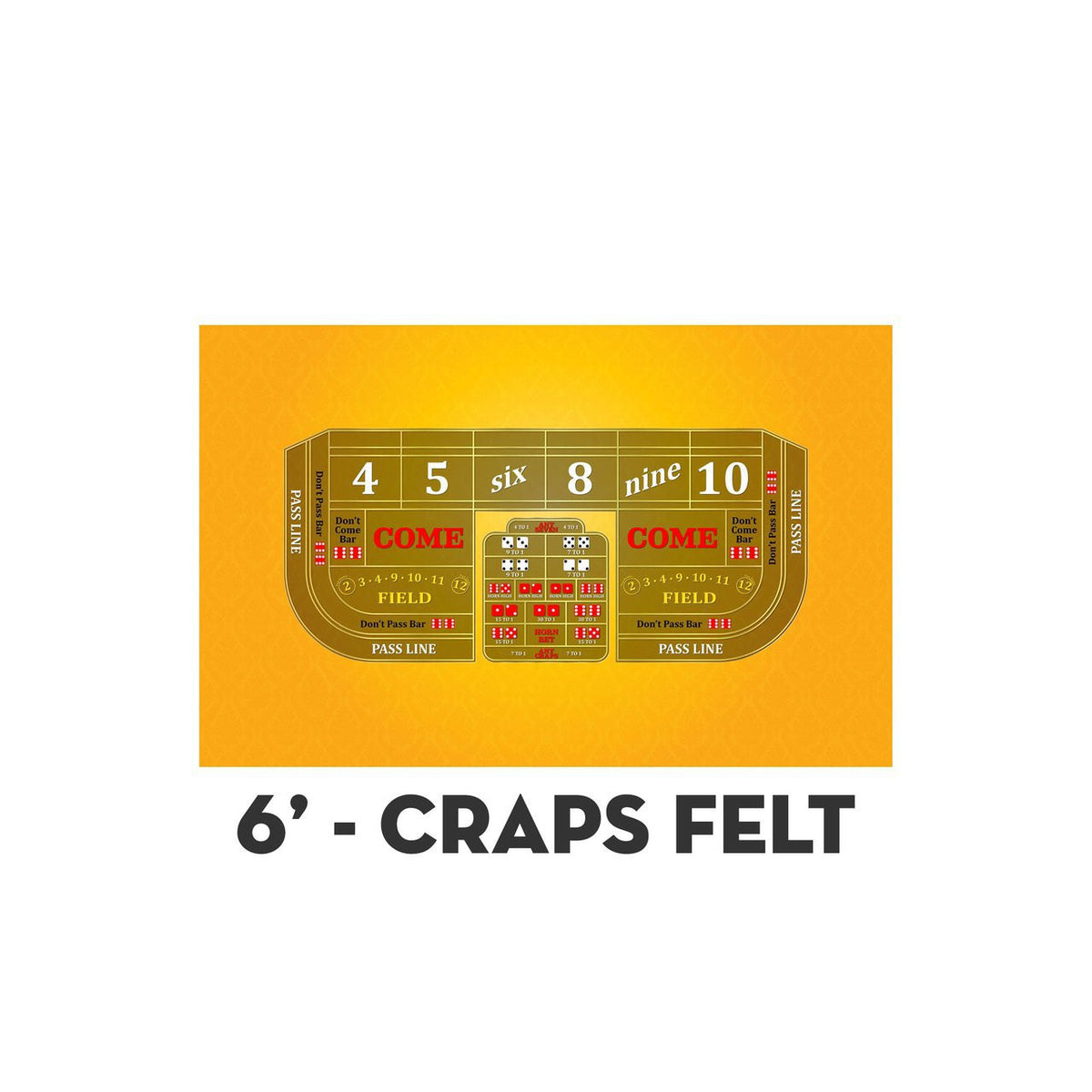Classic Craps Layout - YELLOW - Casino Supply - 2