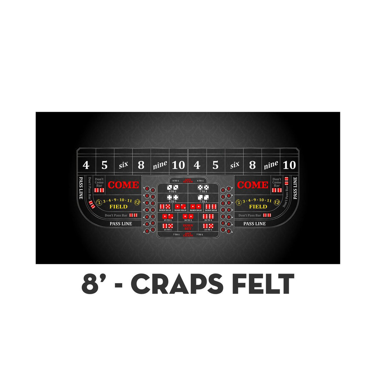Classic Craps Layout - BLACK - Casino Supply - 3
