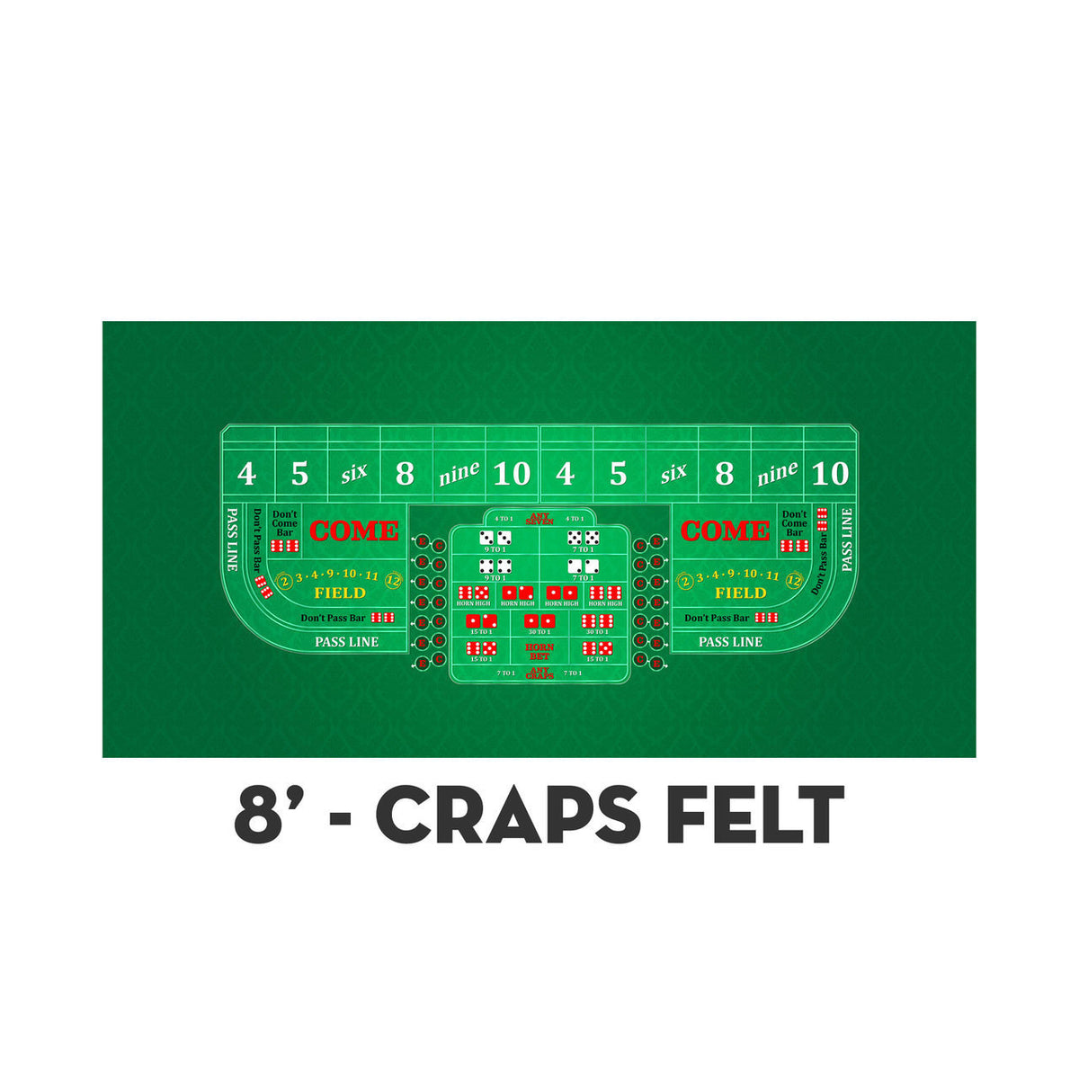 Classic Craps Layout - GREEN - Casino Supply - 3