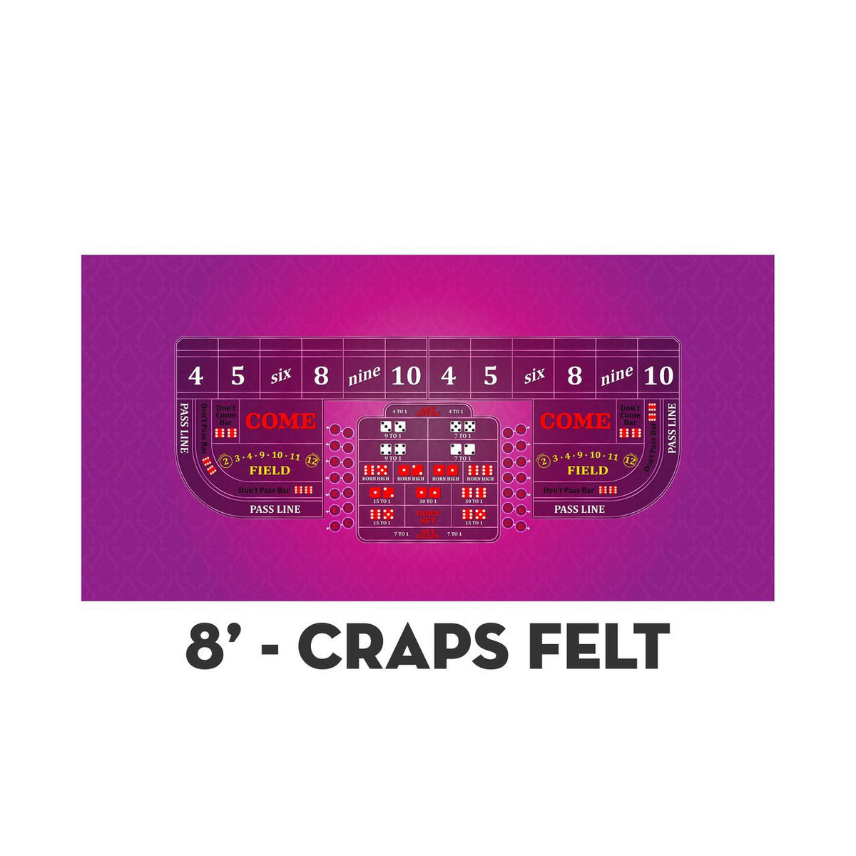 Classic Craps Layout - PINK - Casino Supply - 3