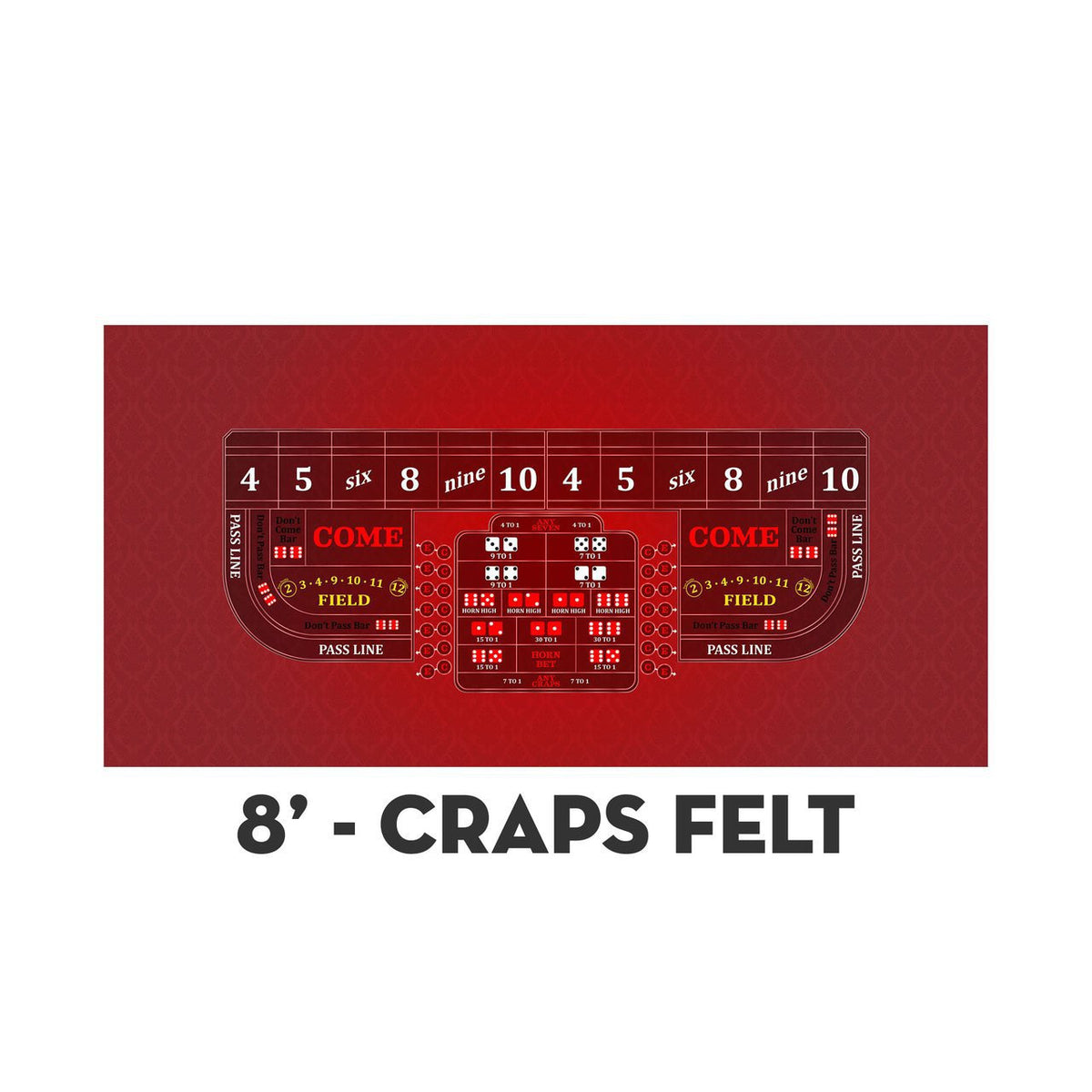 Classic Craps Layout - RED - Casino Supply - 3