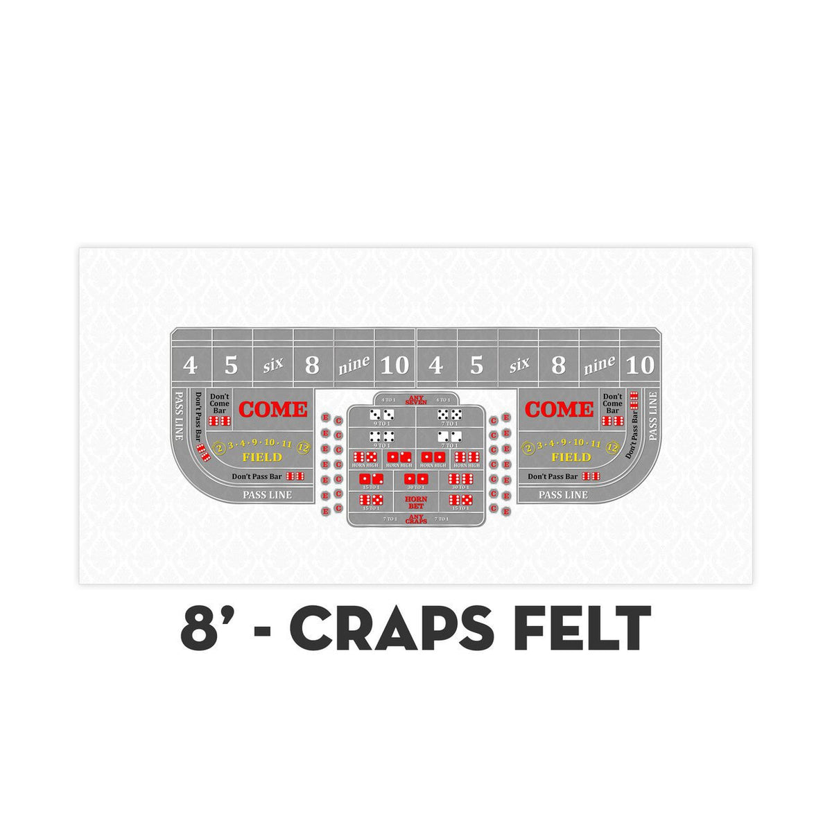Classic Craps Layout - WHITE - Casino Supply - 3