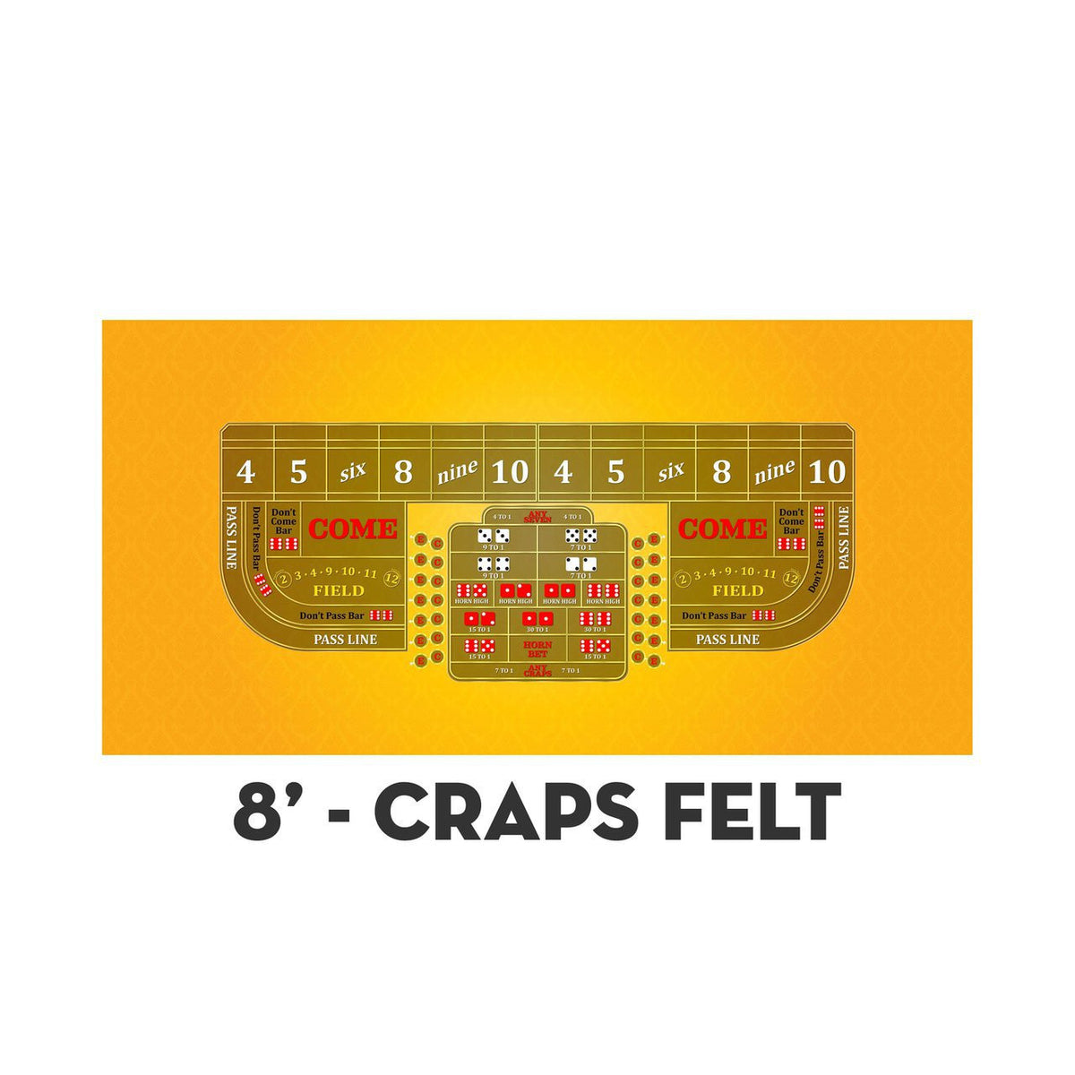 Classic Craps Layout - YELLOW - Casino Supply - 3