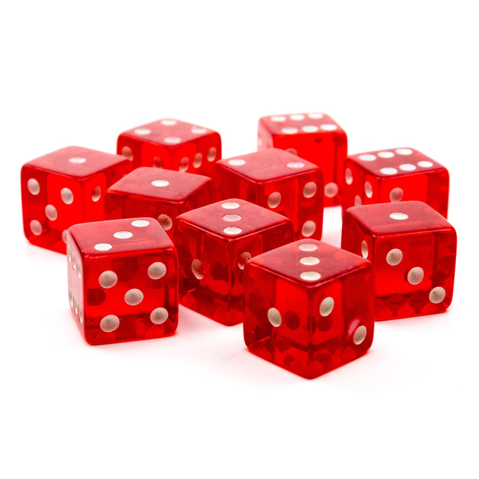 Economy Dice Transparent 18mm - 10 Pack / Red