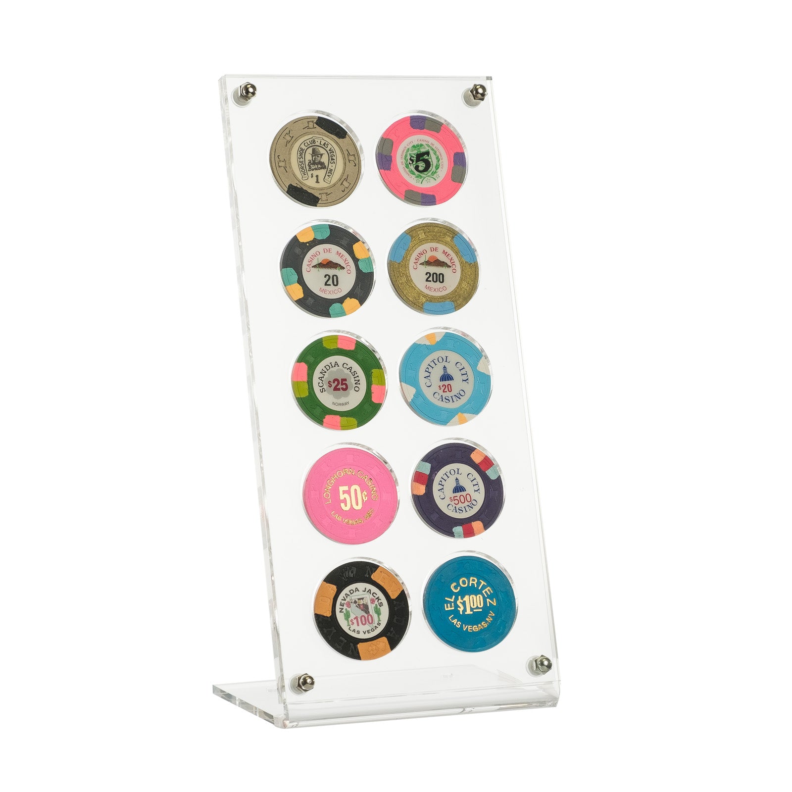 10 Poker Chip Museum Quality Acrylic Display Stand