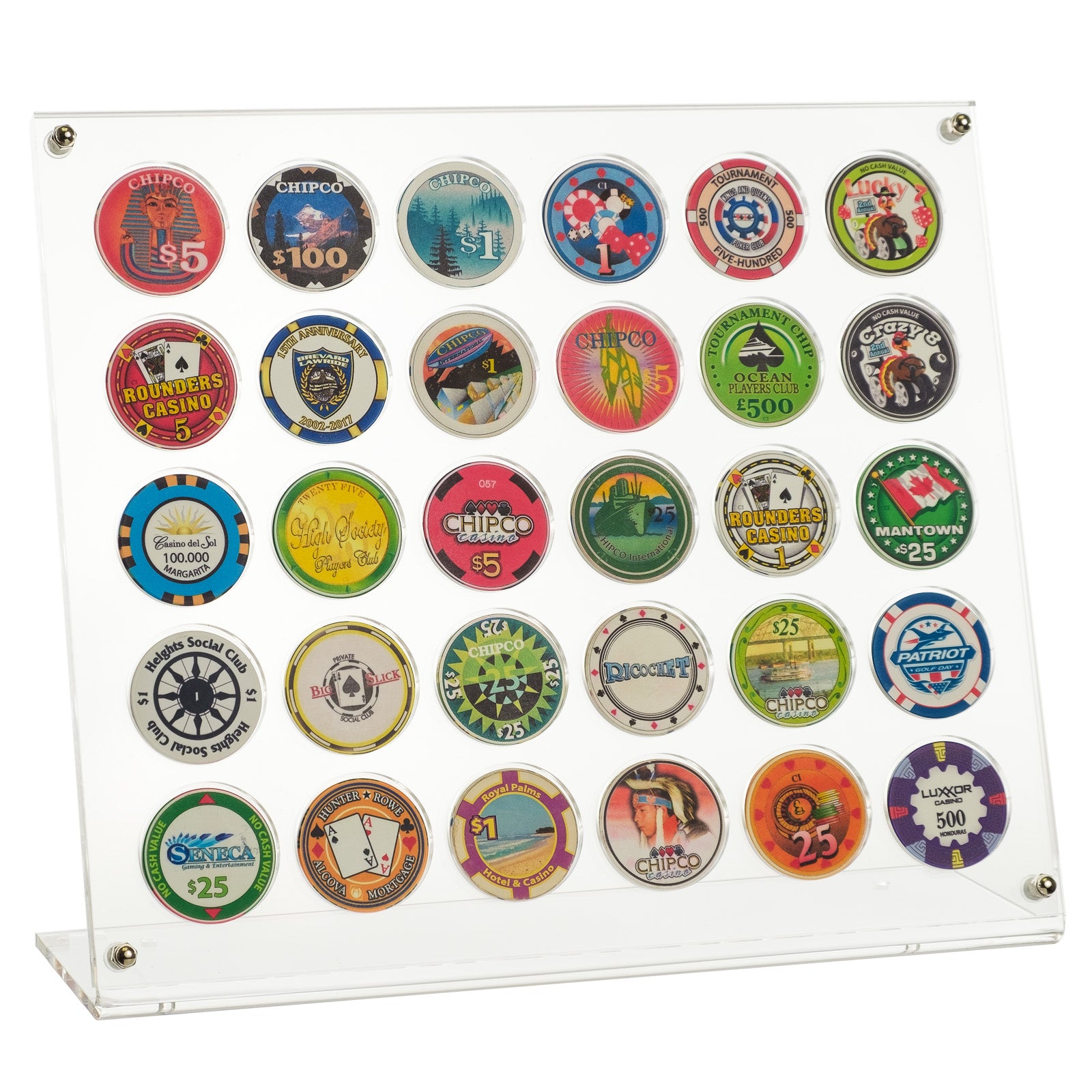 30 Poker Chip Museum Quality Acrylic Display Stand