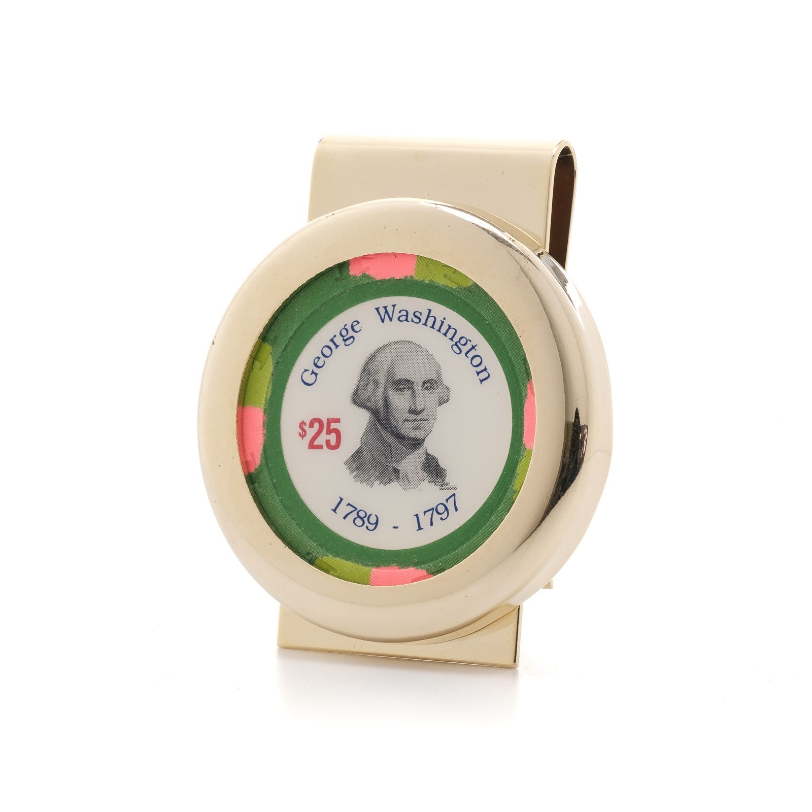 Gold Plated Poker Chip Money Clip Holder