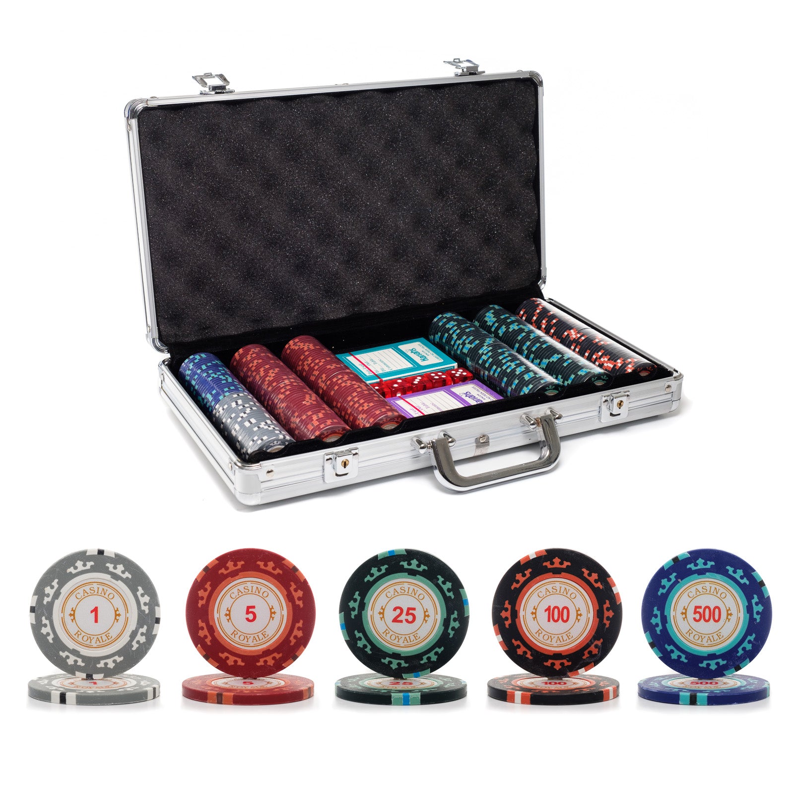 300 pc. 14g Casino Royale Poker Chip Set with Aluminum Case