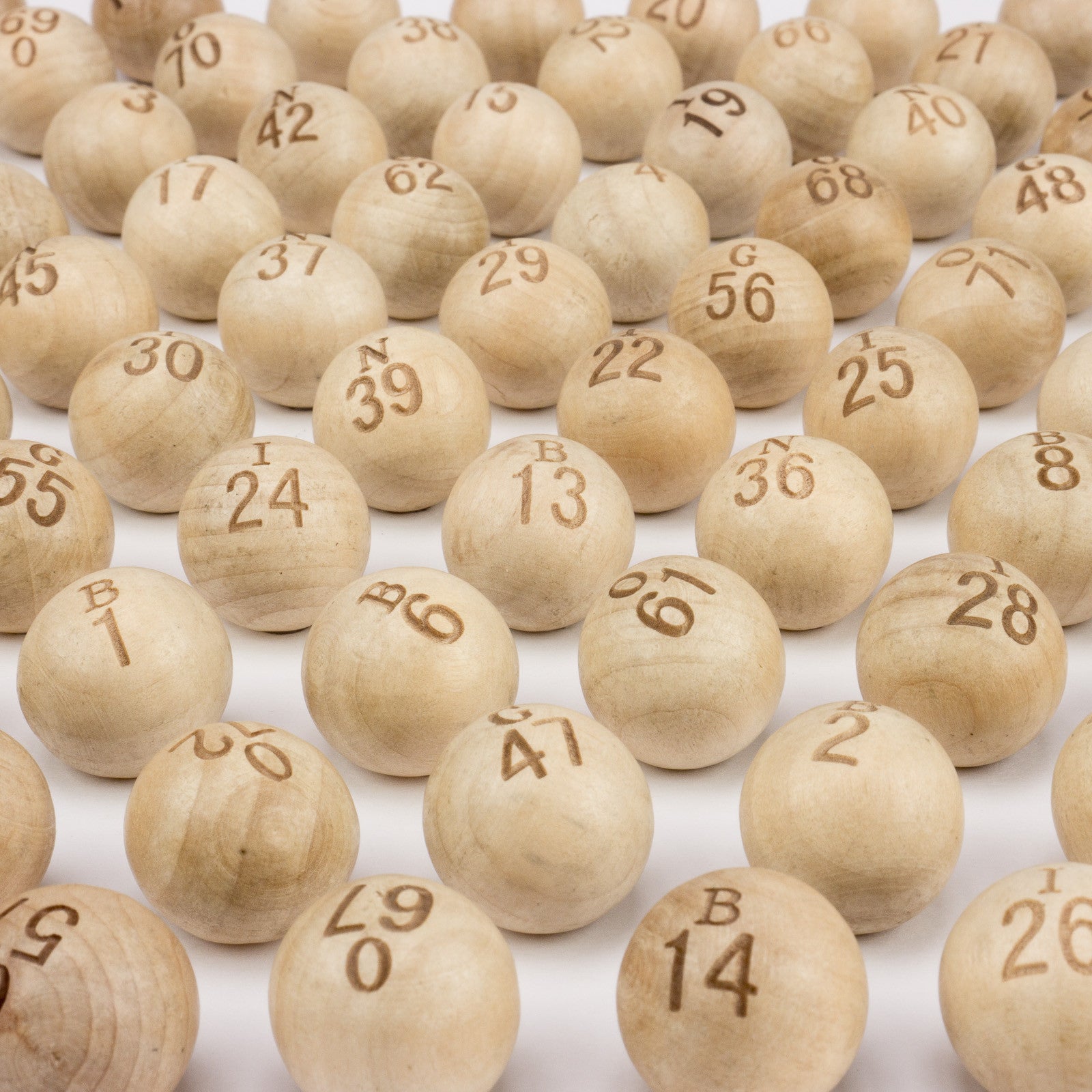 Wooden Bingo Balls (Set of 75) 7/8 inch - Casino Supply - 1