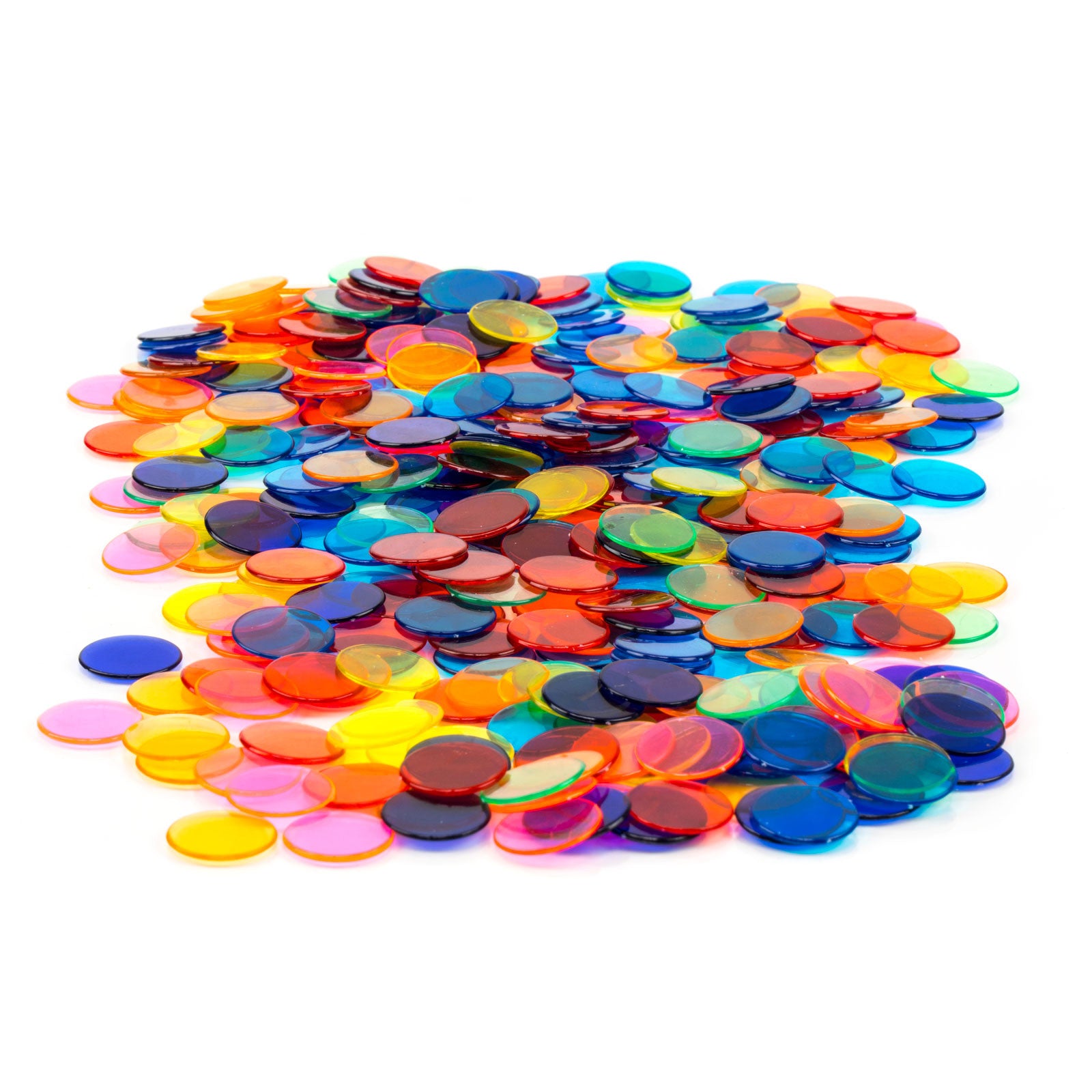 500 3/4 inch Assorted Colored Transparent Bingo Chips (Markers) - Casino Supply