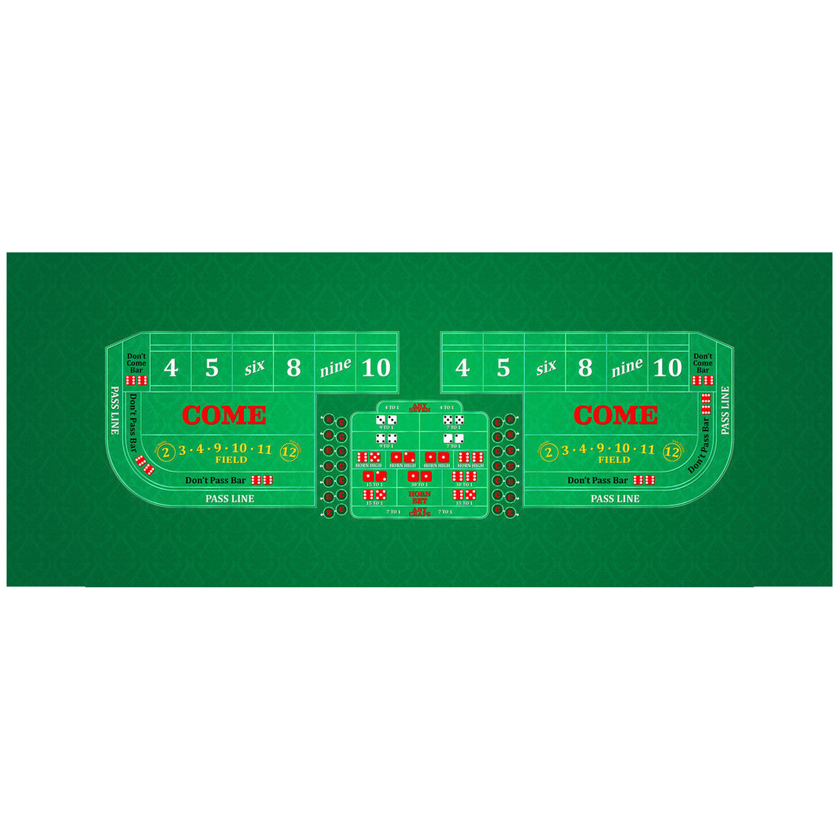 Classic Craps Layout - GREEN - Casino Supply - 1