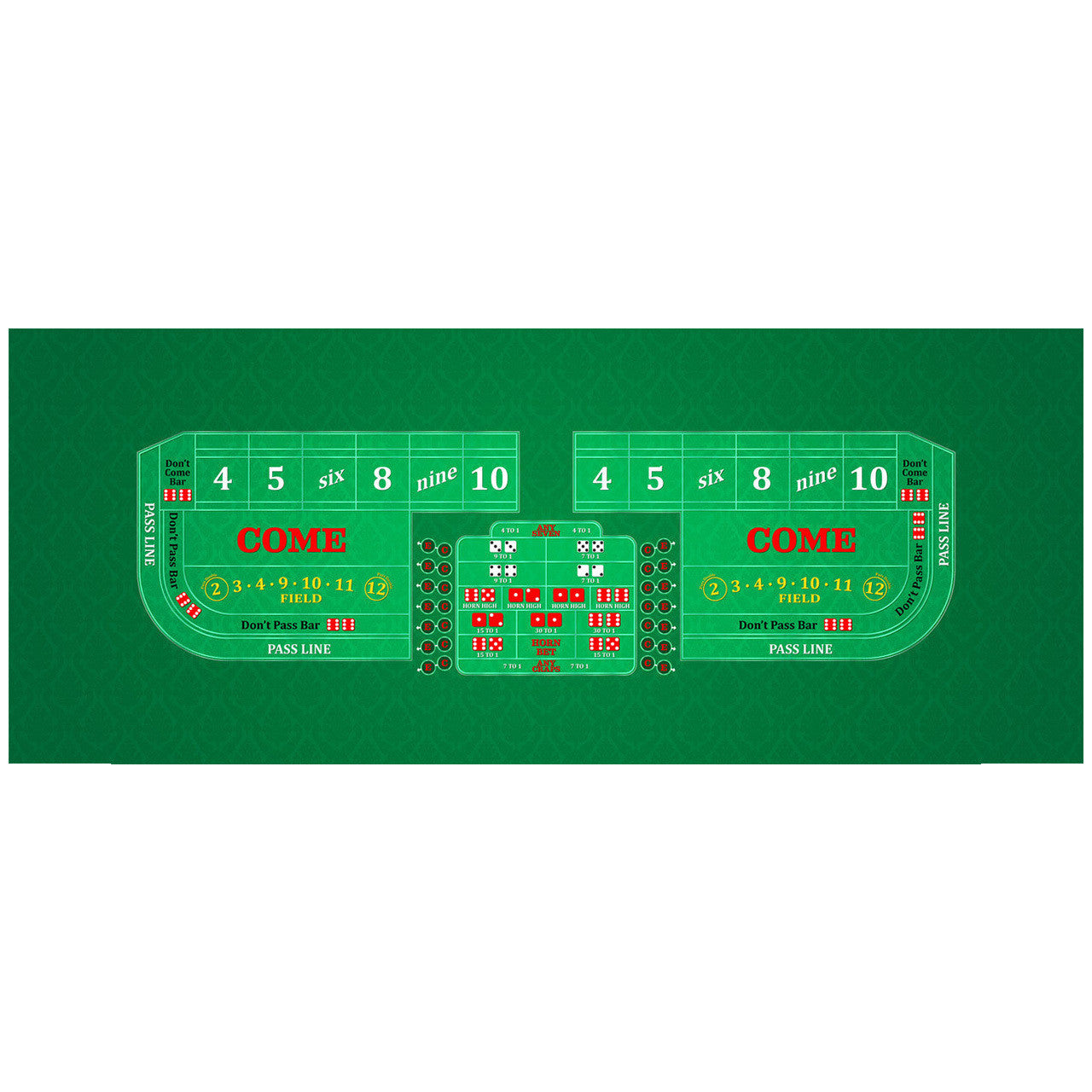 Classic Craps Layout - GREEN - Casino Supply - 1